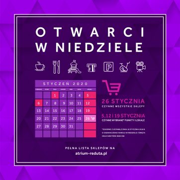 JESTEŚMY OTWARCI W NIEDZIELE!